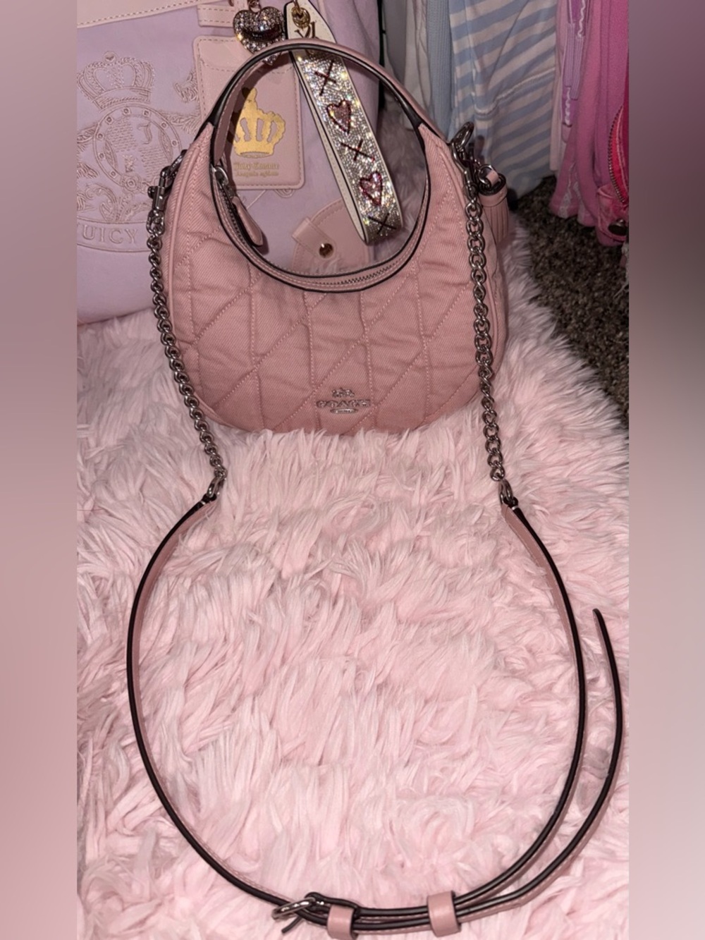 Coach Carmen Ballerina Pink Quilted Crossbody Bag - Picture 13 of 16